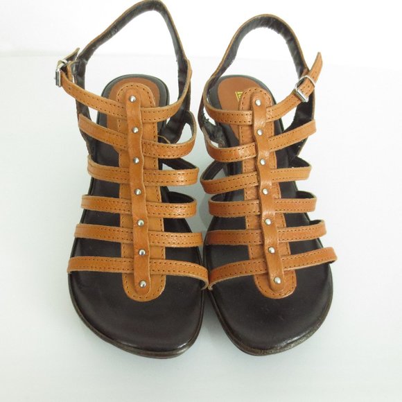 LUCA FERRI Collection Brown Leather Wedge Shoes - Picture 3 of 6